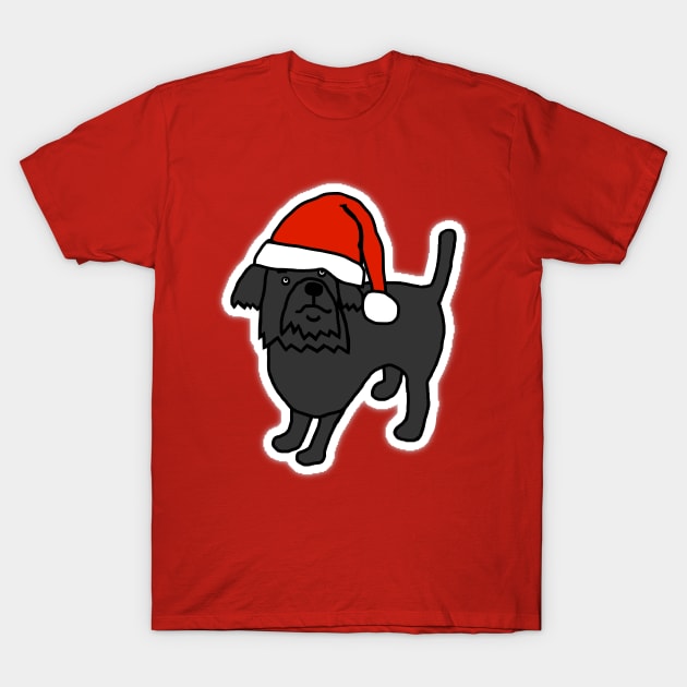 Cute Dog wearing a Santa Hat at Christmas T-Shirt by ellenhenryart